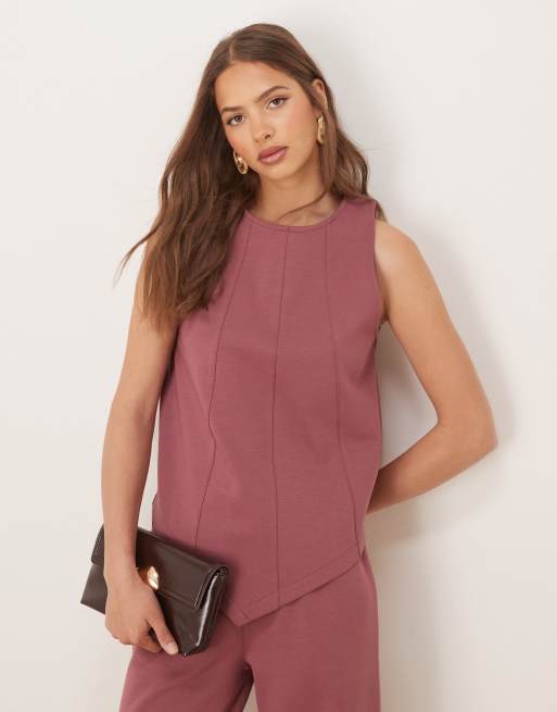 DESIGN Co-ord Interlock Pointed Hem In Dusky Red