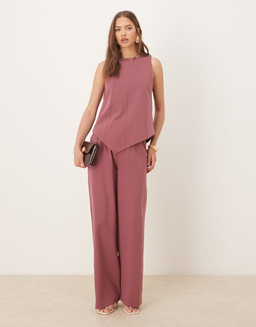 DESIGN co-ord interlock pointed hem in dusky red