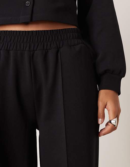 DESIGN Co-ord Interlock Wide Leg Trouser In Black