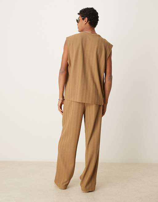 DESIGN Co-ord Jogger In Brown Jacquard Stripe