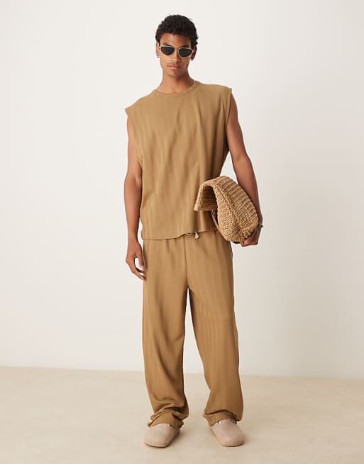 DESIGN Co-ord Jogger In Brown Jacquard Stripe