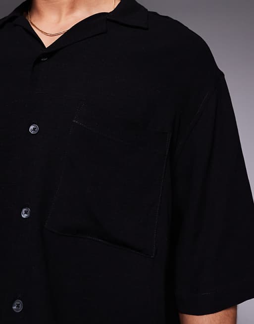 DESIGN Co-ord Linen Blend Oversized Shirt In Black