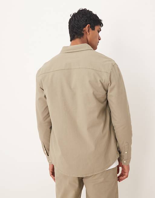 DESIGN Co-ord Long Sleeve Shirt In Beige
