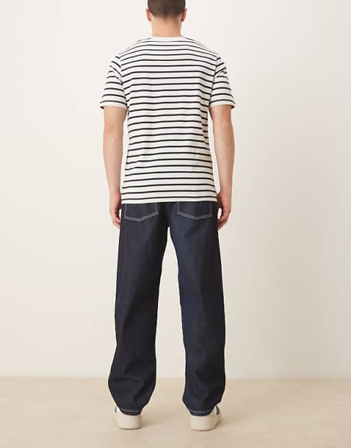 DESIGN Co-ord Loose Straight Jean In Indigo With Ecru Topstitch