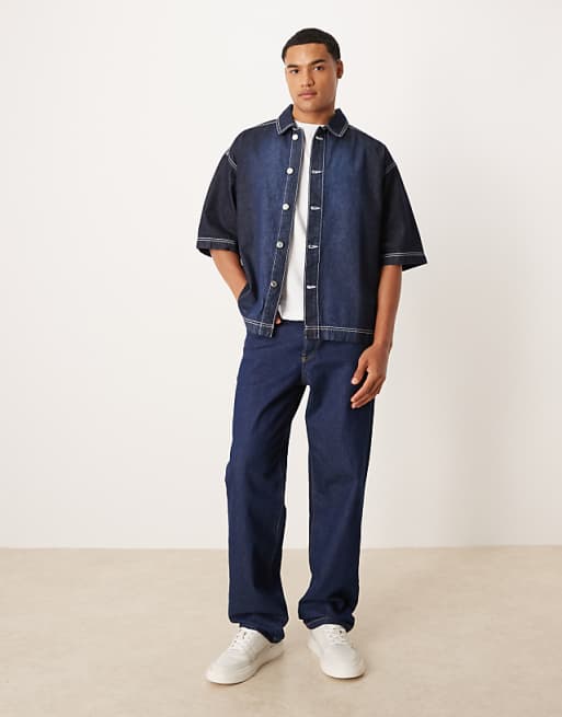 DESIGN Co-ord Oversized Boxy Shirt In Indigo Wash