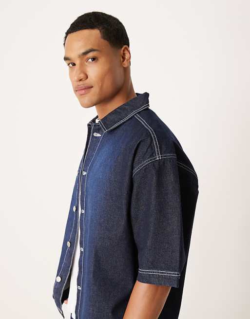 DESIGN Co-ord Oversized Boxy Shirt In Indigo Wash