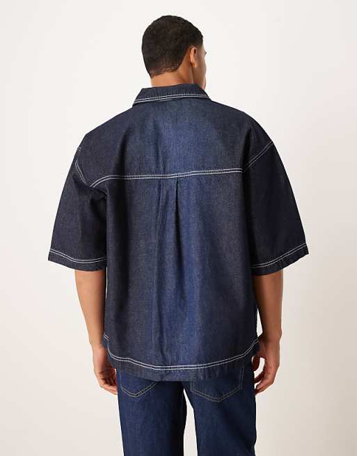 DESIGN Co-ord Oversized Boxy Shirt In Indigo Wash