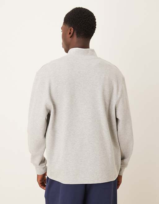 DESIGN Co-ord Oversized Half Zip Sweatshirt With Chest Embroidery In Grey Marl