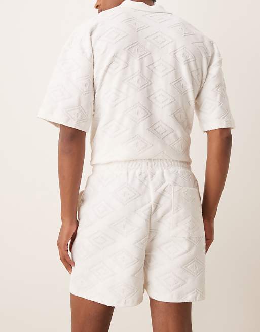 DESIGN Co-ord Oversized Jacquard Shorts In Ecru