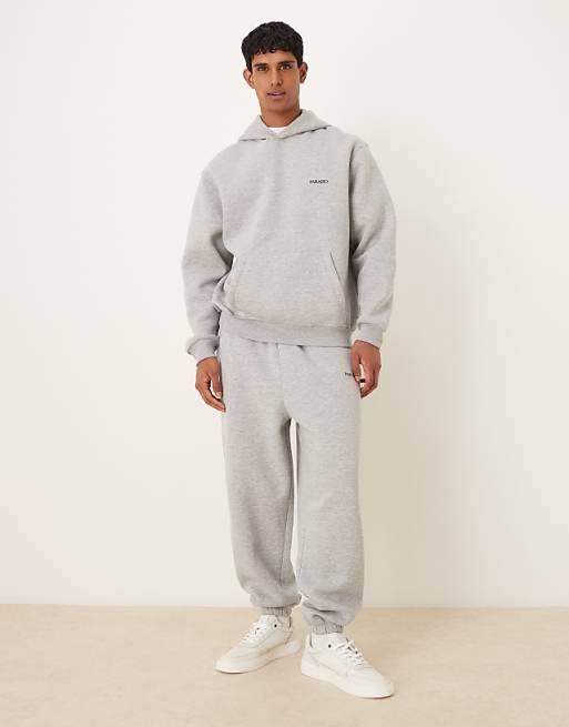 DESIGN Co-ord Oversized Joggers With Print In Grey Marl
