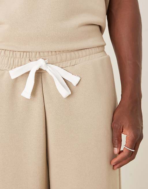 DESIGN Co-ord Oversized Loopback Joggers In Beige
