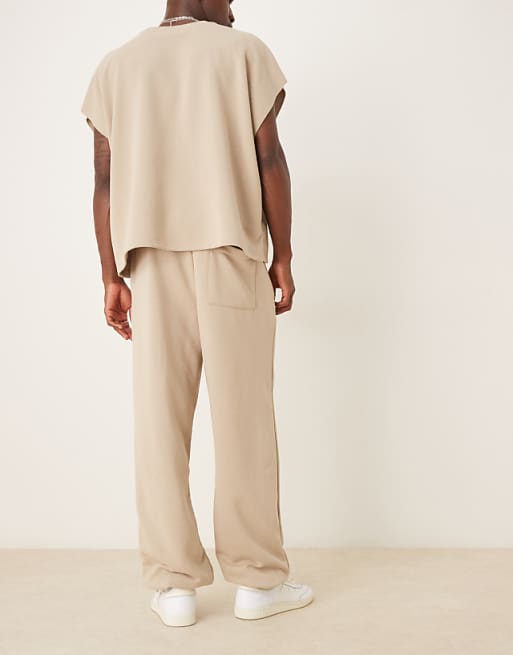 DESIGN Co-ord Oversized Loopback Joggers In Beige