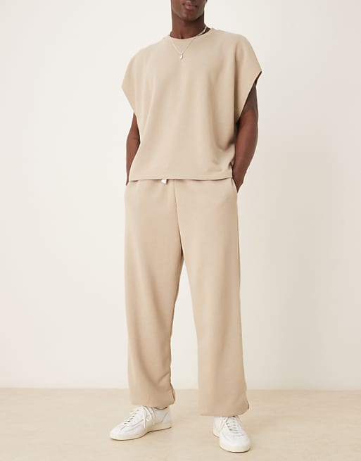 DESIGN Co-ord Oversized Loopback Joggers In Beige