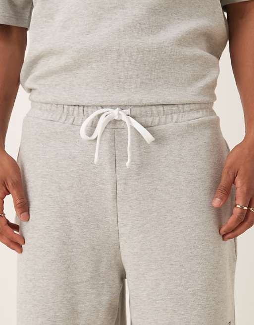 DESIGN Co-ord Oversized Shorts With Embroidery In Grey Marl