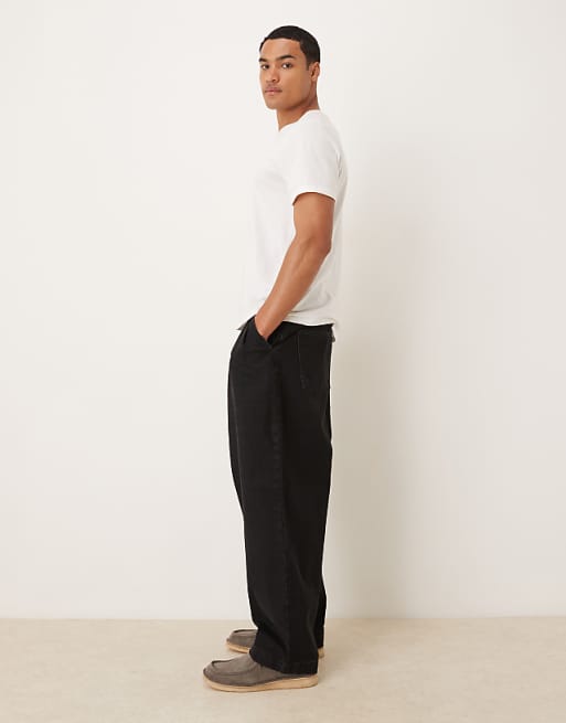 DESIGN Co-ord Oversized Tapered Jeans In Black With Pleats
