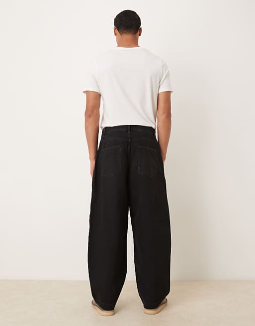 DESIGN Co-ord Oversized Tapered Jeans In Black With Pleats