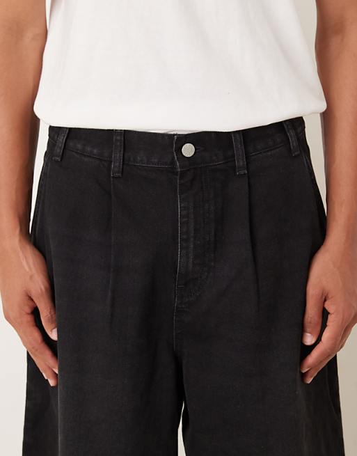 DESIGN Co-ord Oversized Tapered Jeans In Black With Pleats