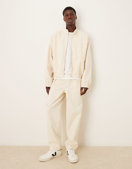 DESIGN Co-ord Oversized Tapered Trousers With Deep Pleat Detail In Ecru
