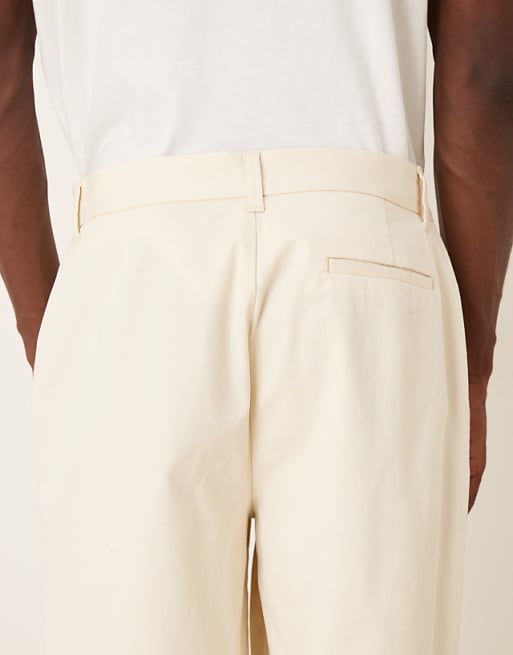 DESIGN Co-ord Oversized Tapered Trousers With Deep Pleat Detail In Ecru