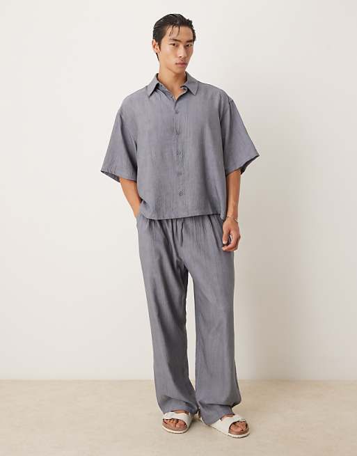 DESIGN Co-ord Oversized Textured Shirt In Blue