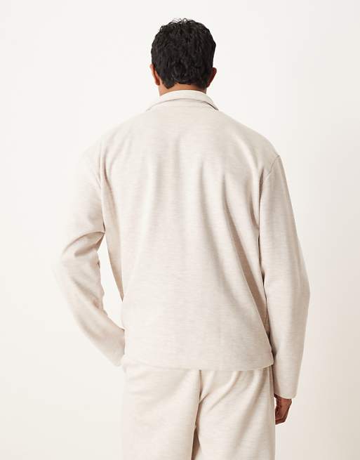 DESIGN Co-ord Oversized Zip Through Scuba-style Fabric Jacket In Oatmeal
