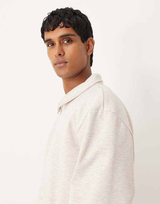 DESIGN Co-ord Oversized Zip Through Scuba-style Fabric Jacket In Oatmeal