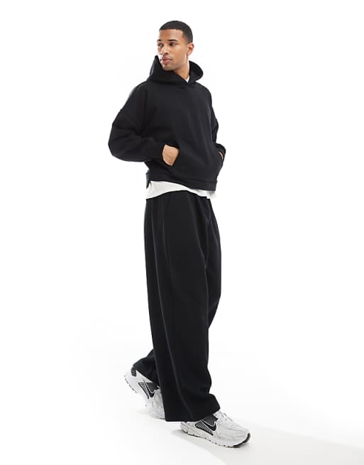 DESIGN Co-ord Premium Heavyweight Loose Jogger With Seam Detail In Black - BLACK