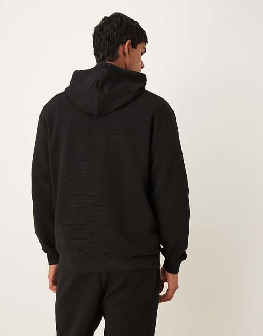 DESIGN Co-ord Relaxed Hoodie With Ribbed Texture In Black