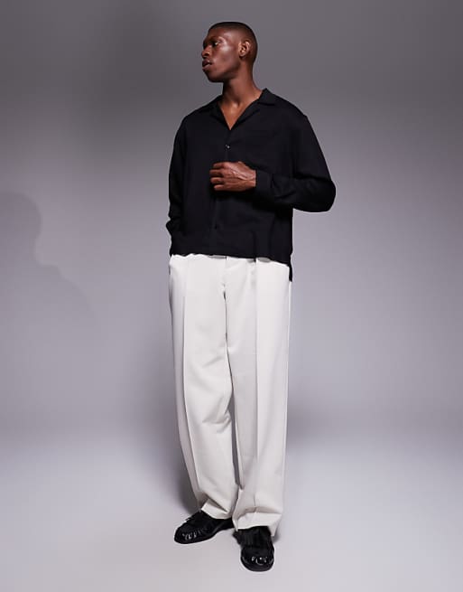 DESIGN Co-ord Relaxed Revere Shirt In Black