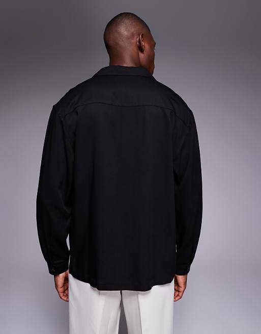 DESIGN Co-ord Relaxed Revere Shirt In Black