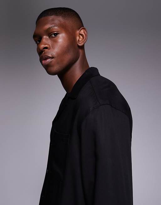 DESIGN Co-ord Relaxed Revere Shirt In Black