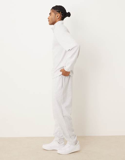DESIGN Co-ord Relaxed Scuba-style Fabric Tapered Jogger With Pin Tuck In Grey