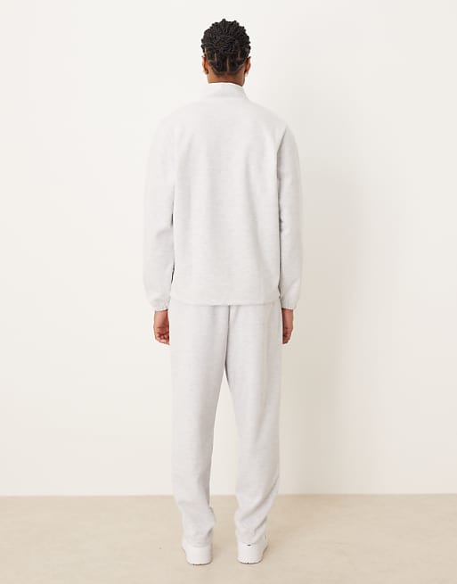 DESIGN Co-ord Relaxed Scuba-style Fabric Tapered Jogger With Pin Tuck In Grey