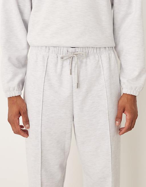 DESIGN Co-ord Relaxed Scuba-style Fabric Tapered Jogger With Pin Tuck In Grey