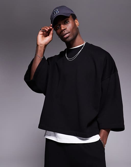 DESIGN co-ord relaxed sweatshirt t-shirt in black