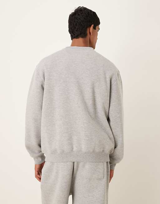 DESIGN Co-ord Relaxed Sweatshirt With Chest Print In Grey Marl