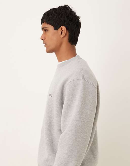 DESIGN Co-ord Relaxed Sweatshirt With Chest Print In Grey Marl