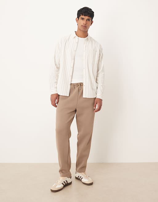 DESIGN co-ord relaxed tapered fit joggers in beige