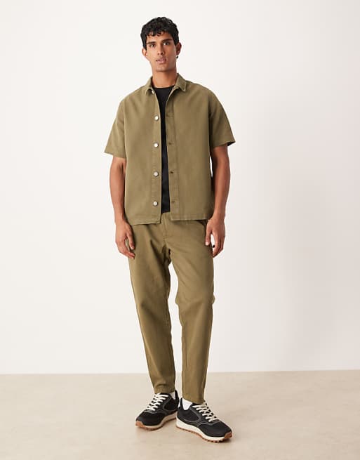 DESIGN co-ord short sleeve in khaki