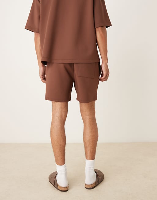 DESIGN Co-ord Shorts In Brown Scuba-style Fabric