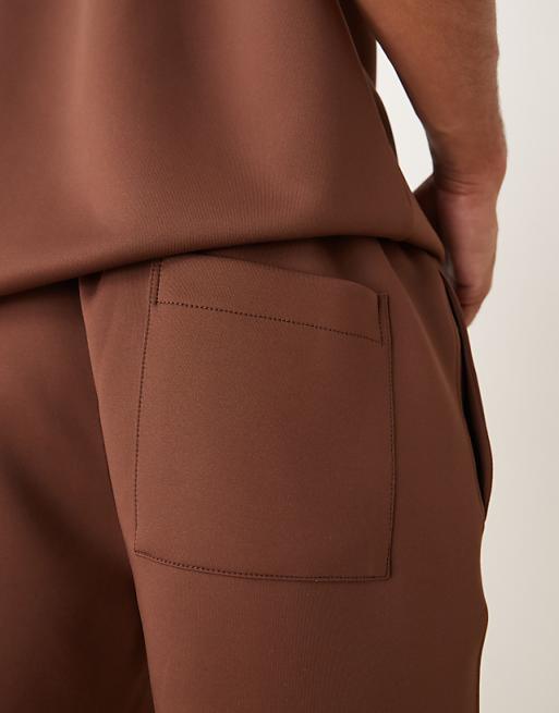 DESIGN Co-ord Shorts In Brown Scuba-style Fabric