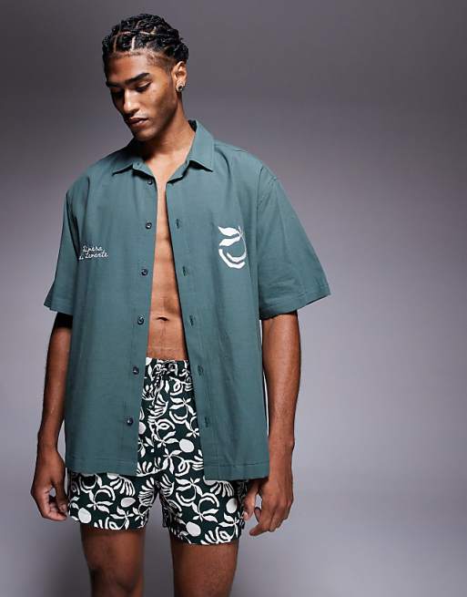 DESIGN co-ord shorts in short length in dark green