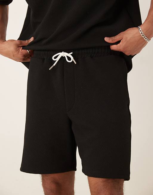 DESIGN Co-ord Slim Heavyweight Textured Short In Black