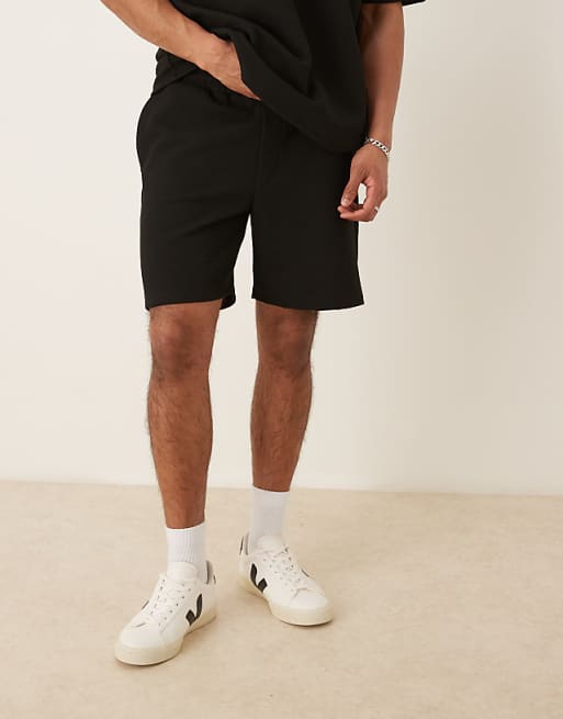 DESIGN Co-ord Slim Heavyweight Textured Short In Black