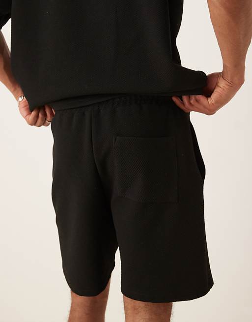 DESIGN Co-ord Slim Heavyweight Textured Short In Black