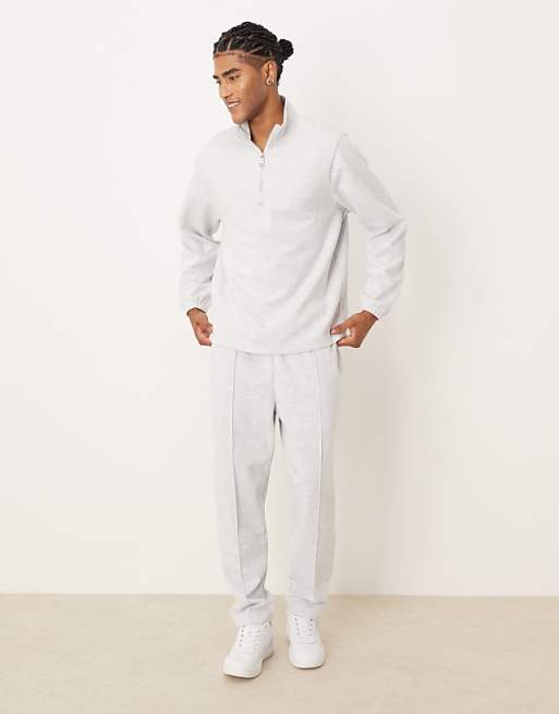 DESIGN Co-ord Standard Fit Scuba-style Fabric Half Zip In Grey