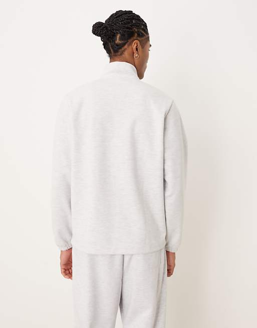DESIGN Co-ord Standard Fit Scuba-style Fabric Half Zip In Grey