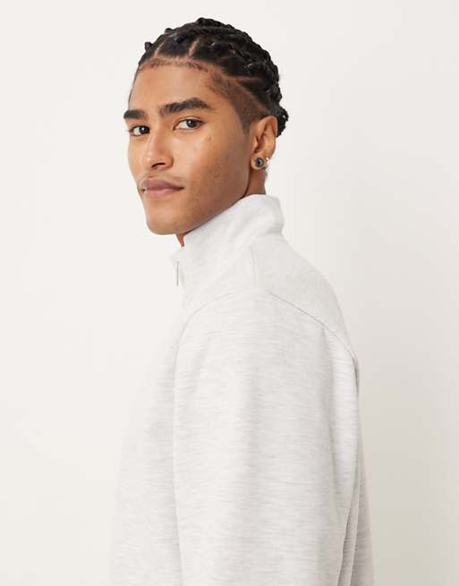 DESIGN Co-ord Standard Fit Scuba-style Fabric Half Zip In Grey