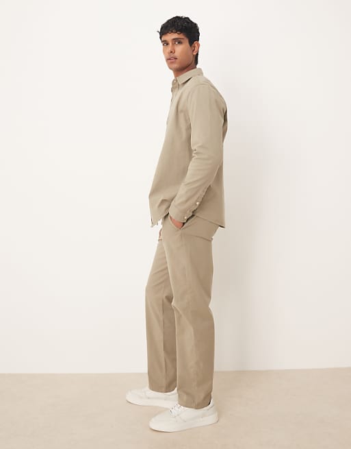 DESIGN Co-ord Straight Chinos In Beige
