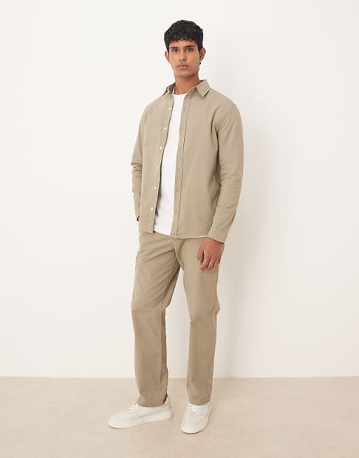 DESIGN co-ord straight chinos in beige